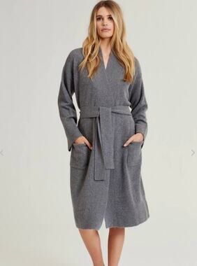 Naked Cashmere 100% Cashmere Robe Belted Cardigan Duster Gray Women Size XS